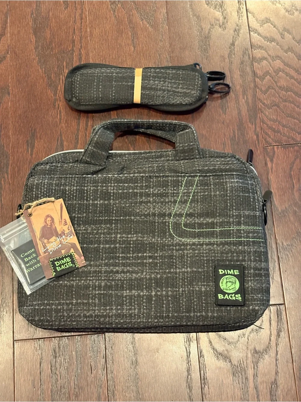 NEW Dime Bags Side Hustler 15” Black Hempster Padded Laptop Bag w/ 2 Patches NWT